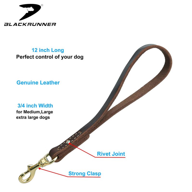 Short Leather Dog Leash Blackrunner