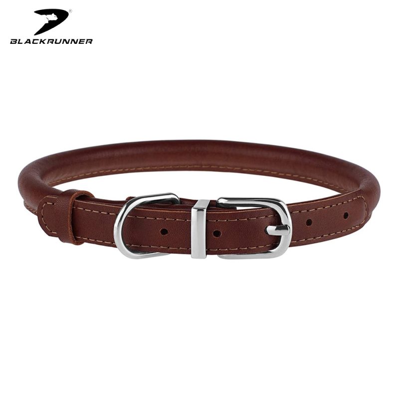 Rolled Leather Dog Collar Blackrunner